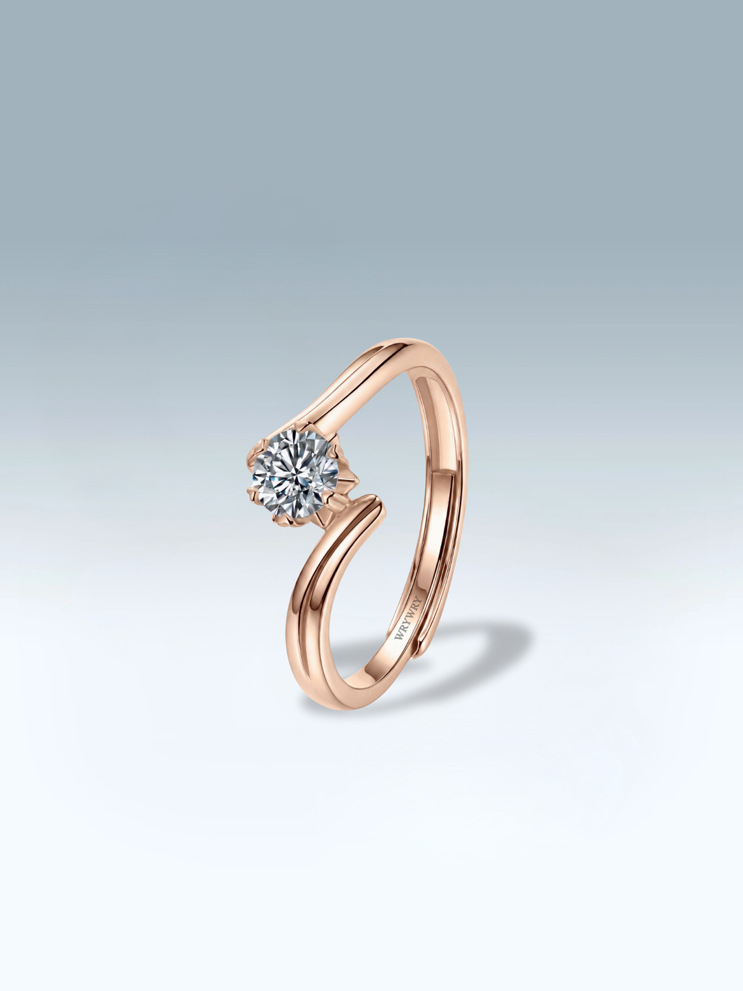 Adjustable & Stackable - Swoop Engagement Ring - 925 Sterling Silver & Moissanite