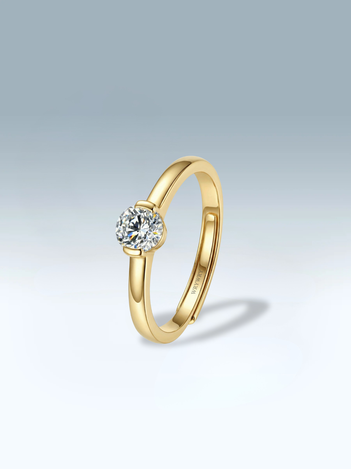 Adjustable & Stackable - Luna Engagement Ring - 925 Sterling Silver & Moissanite