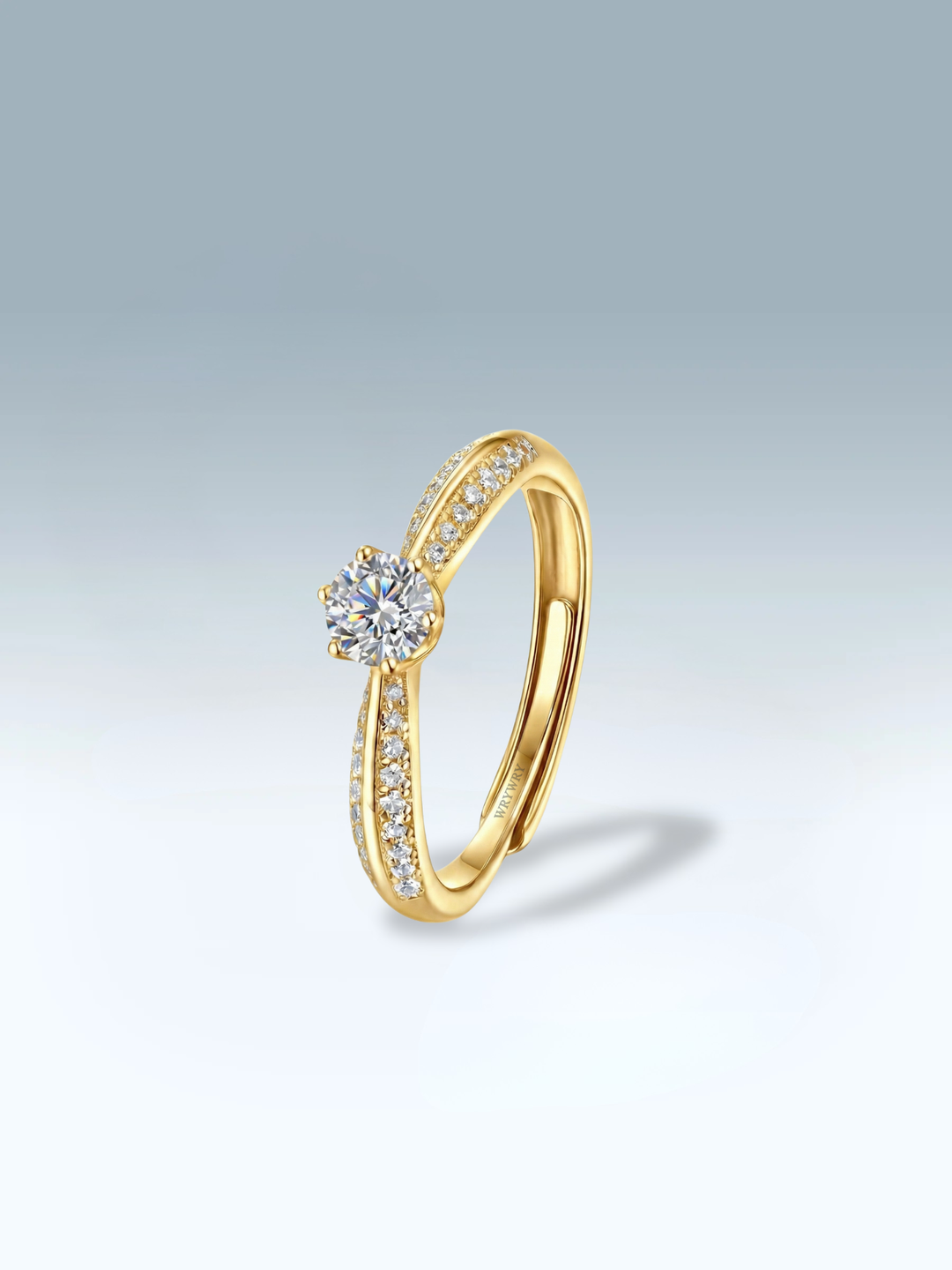 Adjustable & Stackable - Bridge Engagement Ring - 925 Sterling Silver & Moissanite