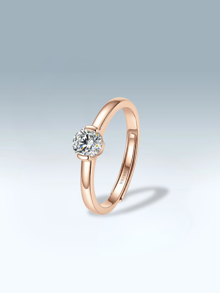 Adjustable & Stackable - Luna Engagement Ring - 925 Sterling Silver & Moissanite