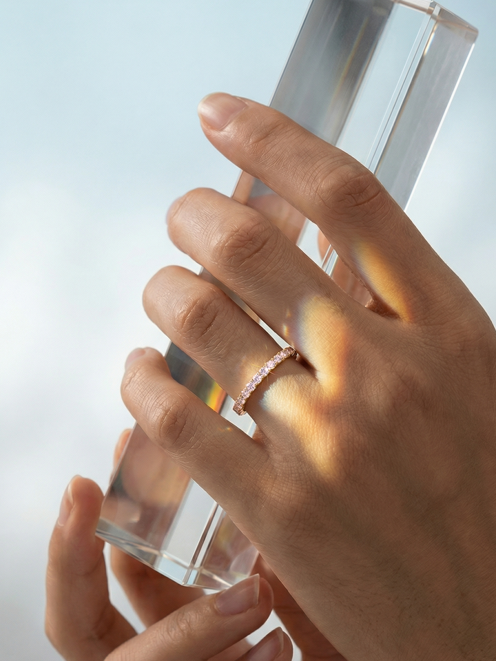 Adjustable & Stackable - Stardust Engagement Ring - 925 Sterling Silver & Moissanite