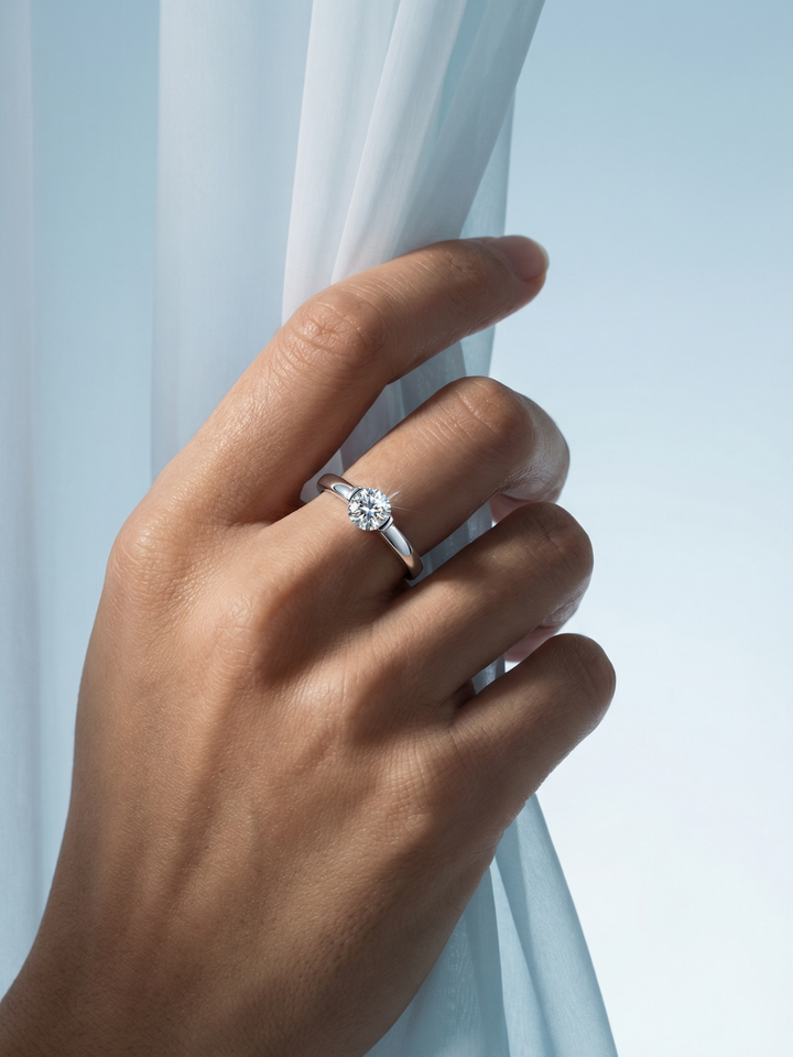 Adjustable & Stackable - Luna Engagement Ring - 925 Sterling Silver & Moissanite