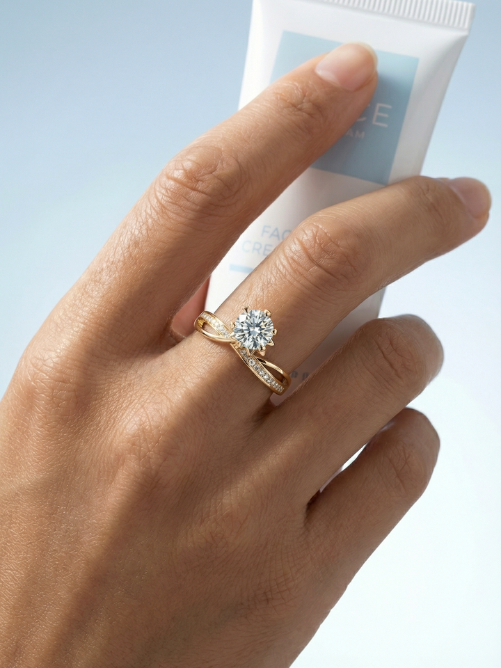 Adjustable & Stackable - Twinline Engagement Ring - 925 Sterling Silver & Moissanite