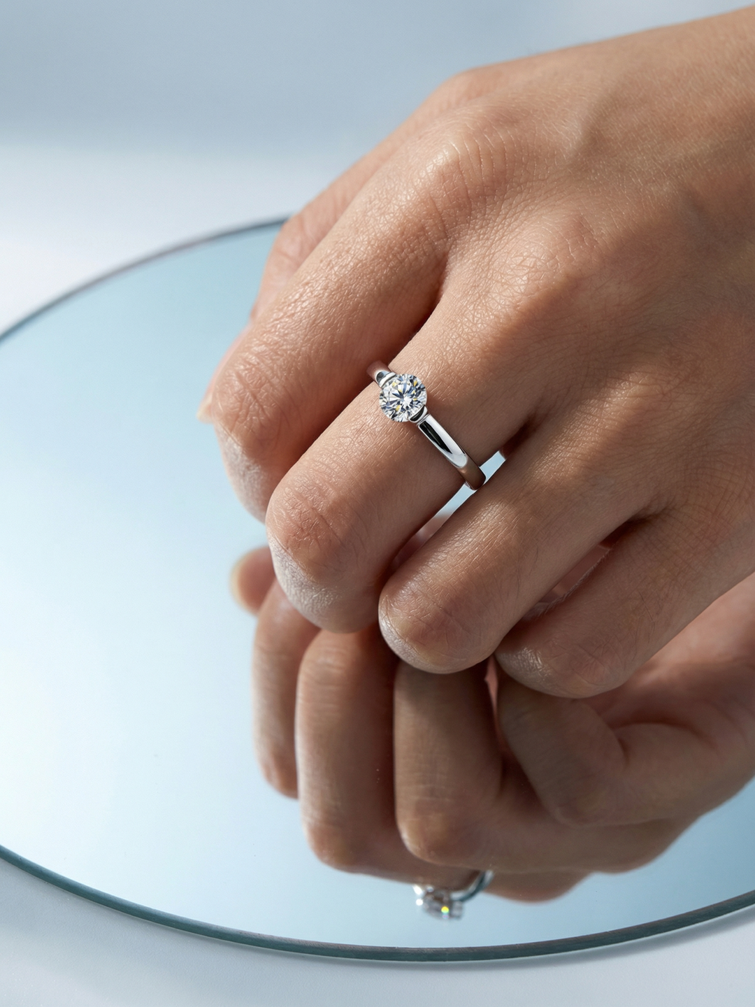 Adjustable & Stackable - Luna Engagement Ring - 925 Sterling Silver & Moissanite