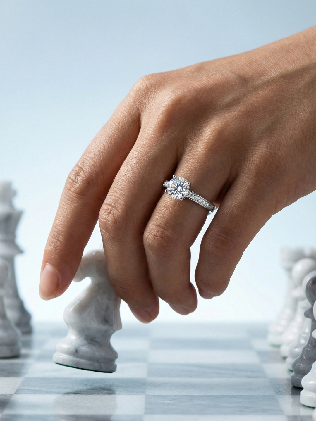 Adjustable & Stackable - Luméra Engagement Ring - 925 Sterling Silver & Moissanite