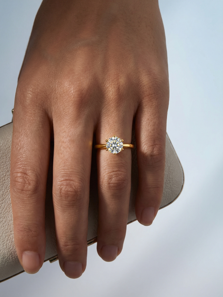 Adjustable & Stackable - Solitaire Engagement Ring - 925 Sterling Silver & Moissanite