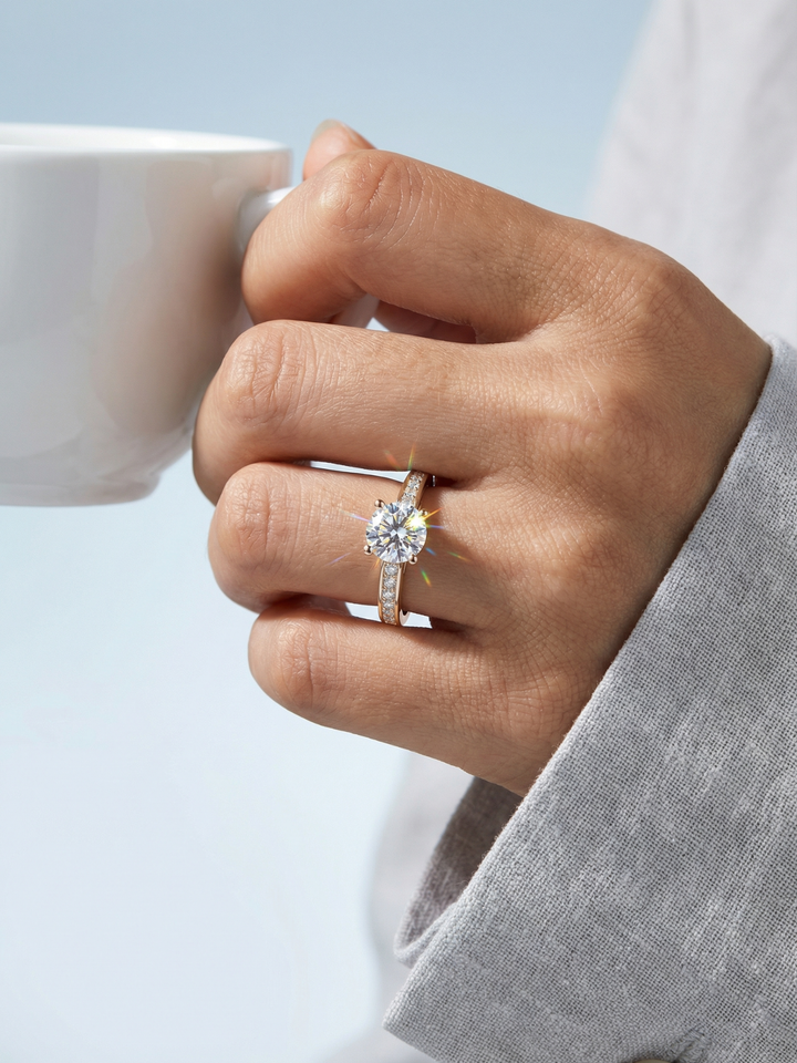 Adjustable & Stackable - Luméra Engagement Ring - 925 Sterling Silver & Moissanite