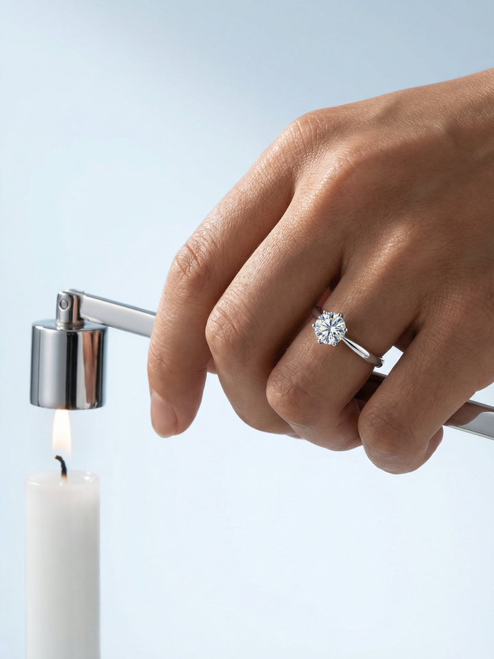 Adjustable & Stackable - Solitaire Engagement Ring - 925 Sterling Silver & Moissanite