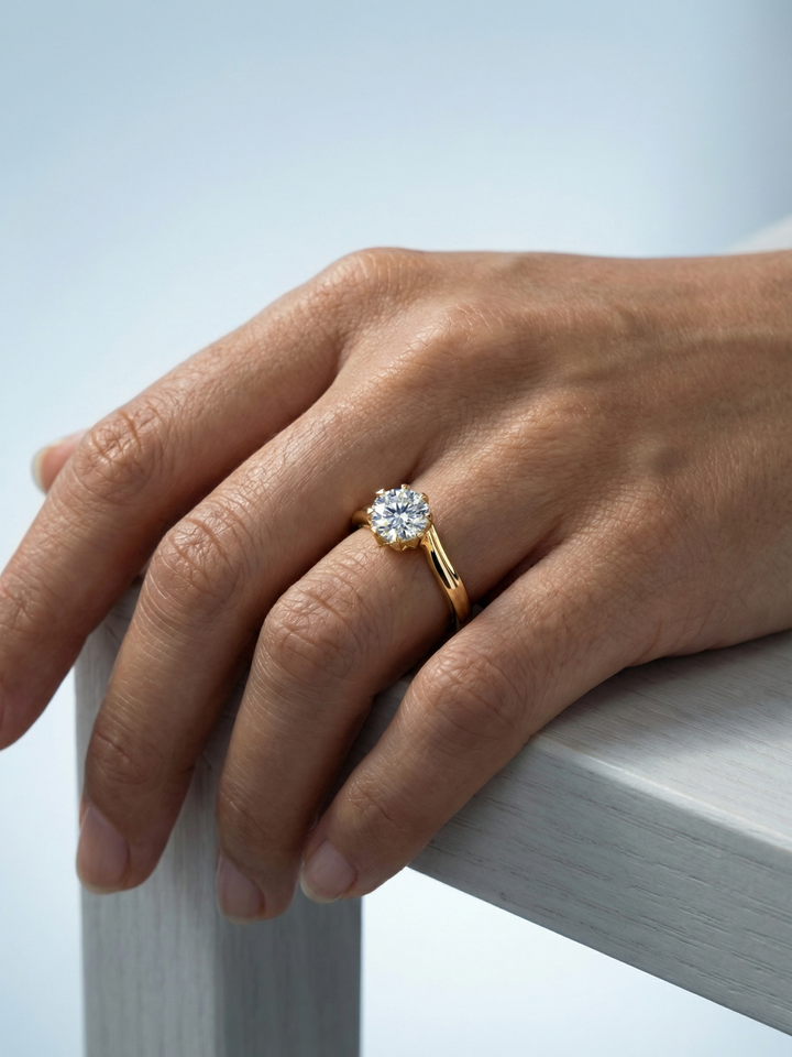 Adjustable & Stackable - Swoop Engagement Ring - 925 Sterling Silver & Moissanite