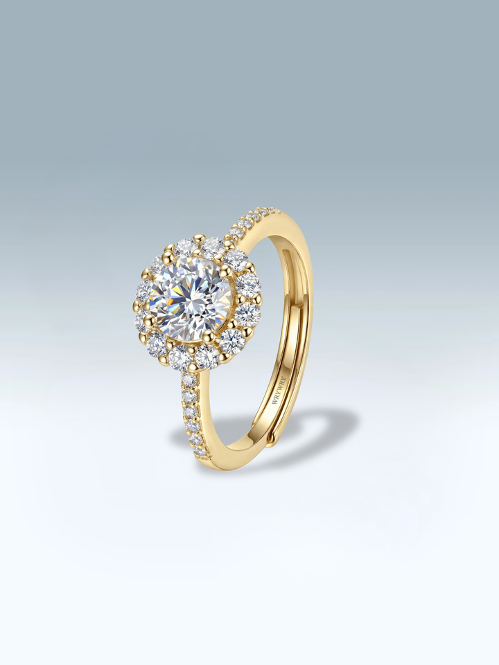 Adjustable & Stackable - Flora Engagement Ring - 925 Sterling Silver & Moissanite