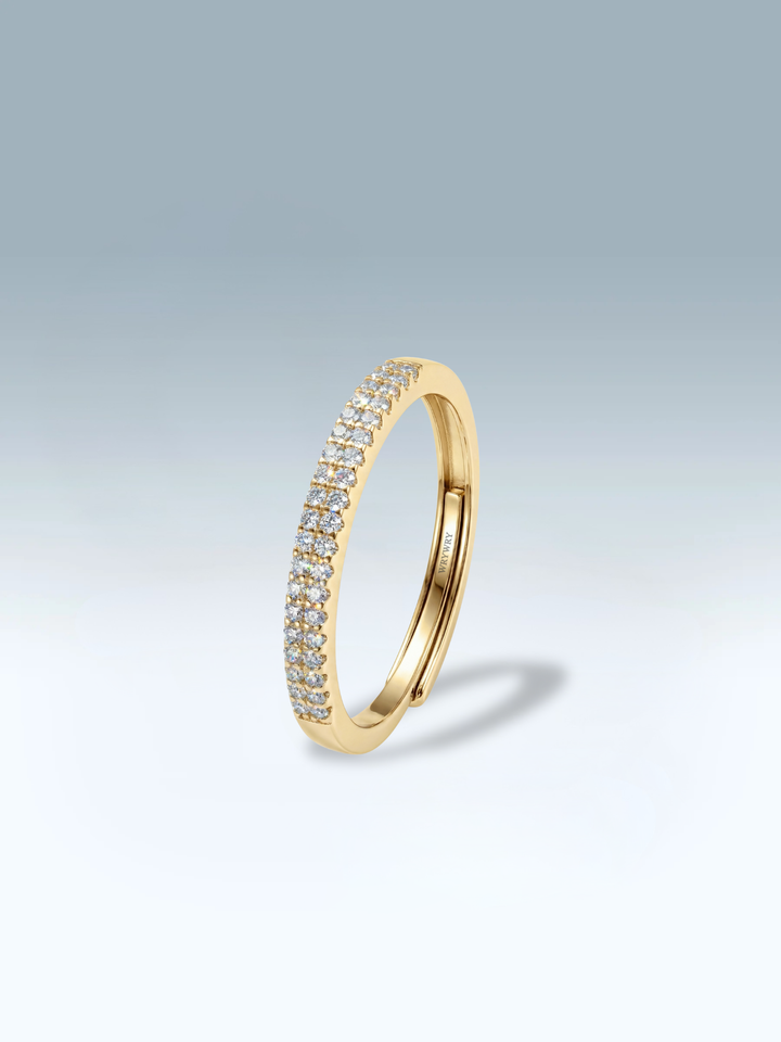 Adjustable & Stackable - Opaline Engagement Ring - 925 Sterling Silver & Moissanite