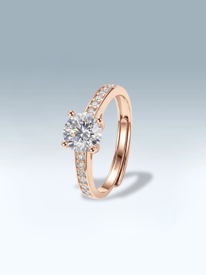 Adjustable & Stackable - Luméra Engagement Ring - 925 Sterling Silver & Moissanite