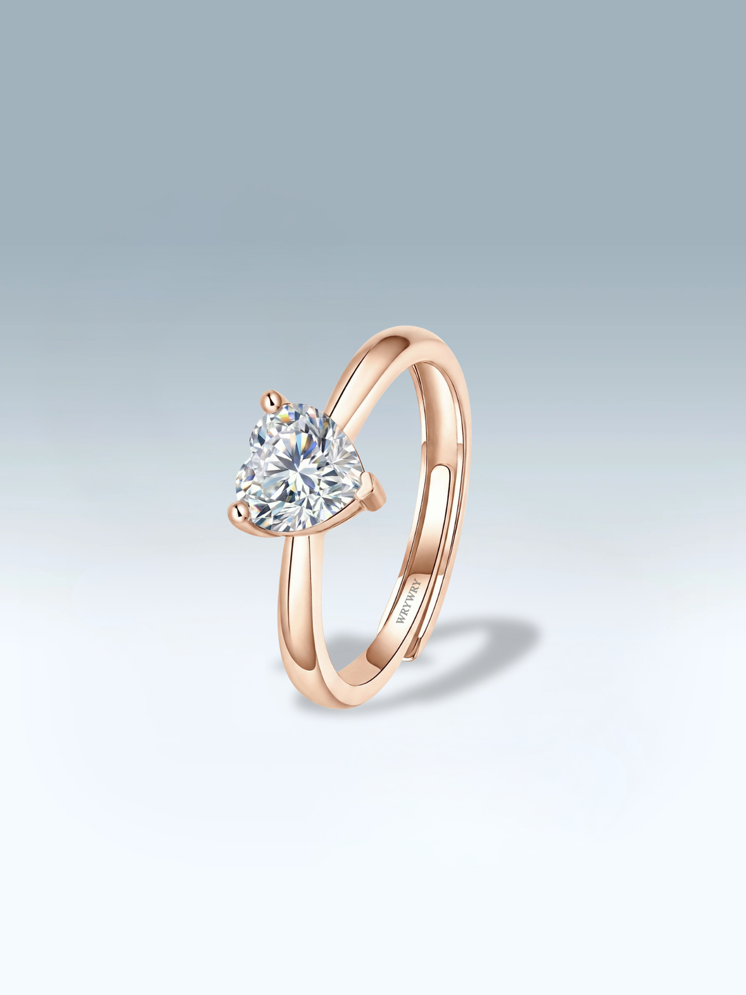 Adjustable & Stackable - Heartling Engagement Ring - 925 Sterling Silver & Moissanite