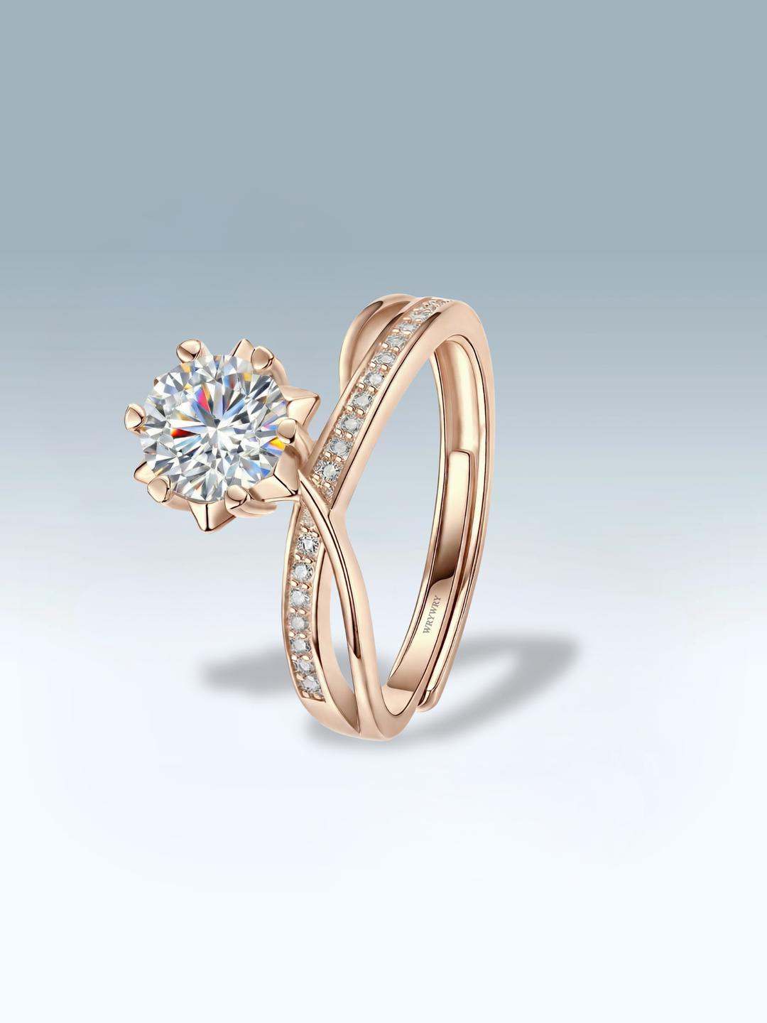 Adjustable & Stackable - Twinline Engagement Ring - 925 Sterling Silver & Moissanite