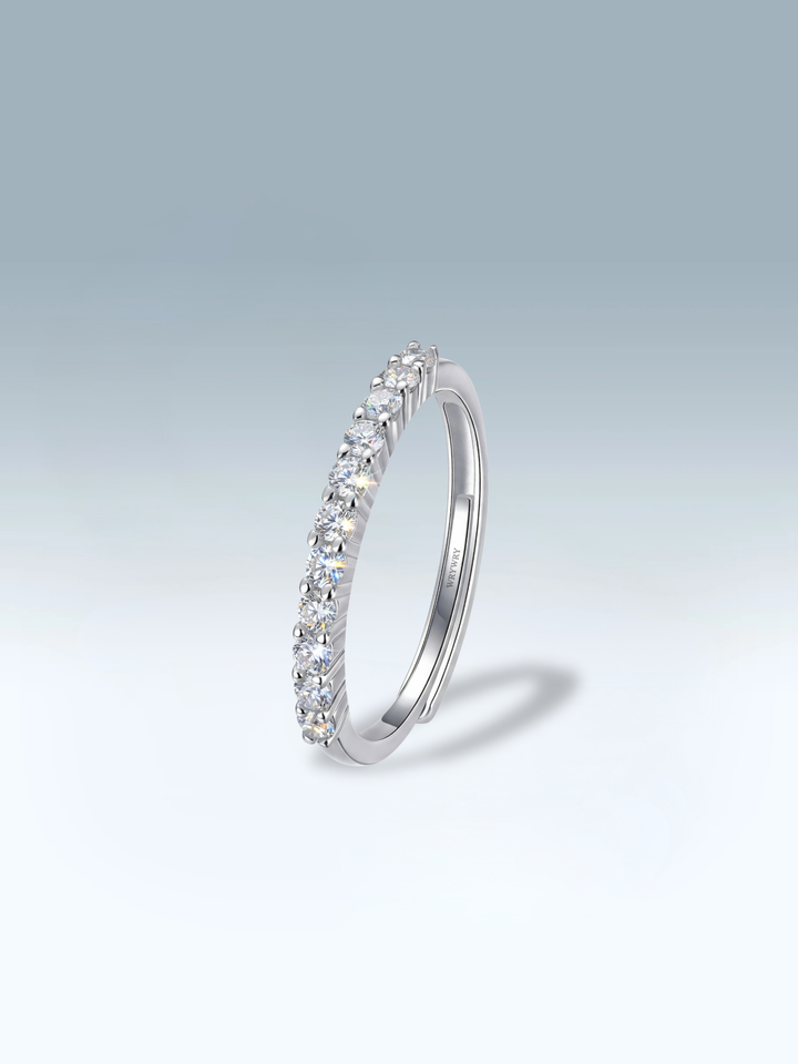 Adjustable & Stackable - Stardust Engagement Ring - 925 Sterling Silver & Moissanite