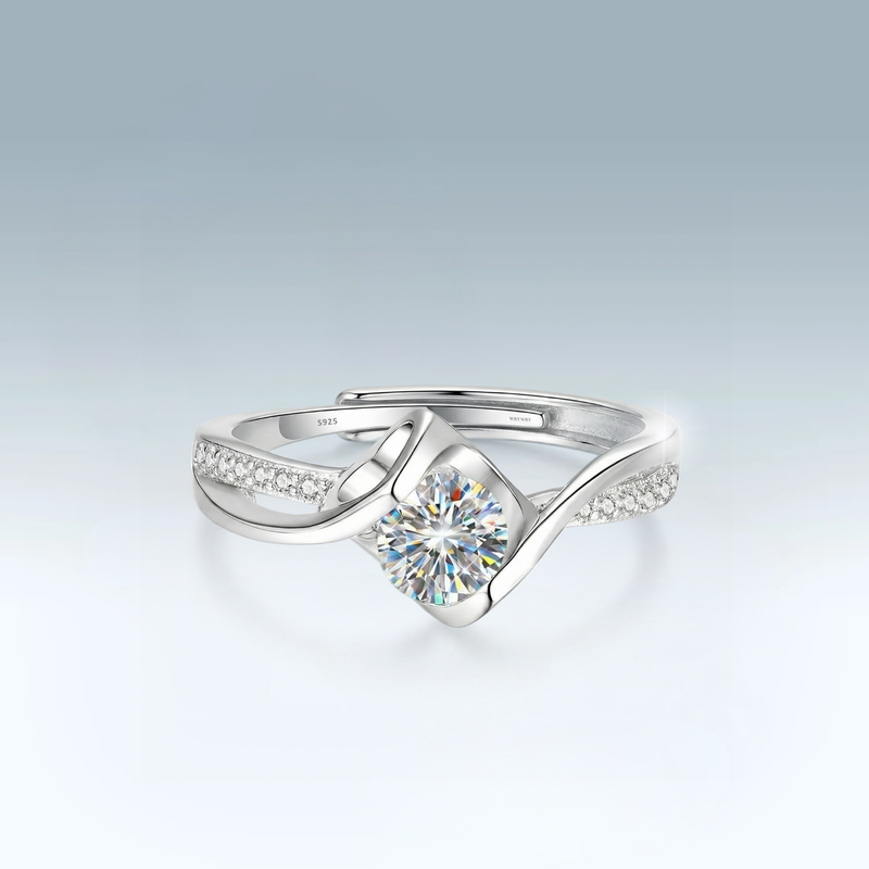 Moissanite Ribbon Pavé Ring