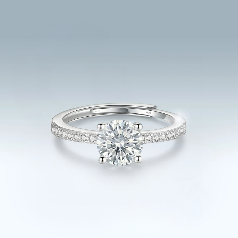 Moissanite Solitaire Pavé Ring