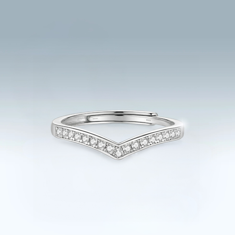 Moissanite V-Band Ring