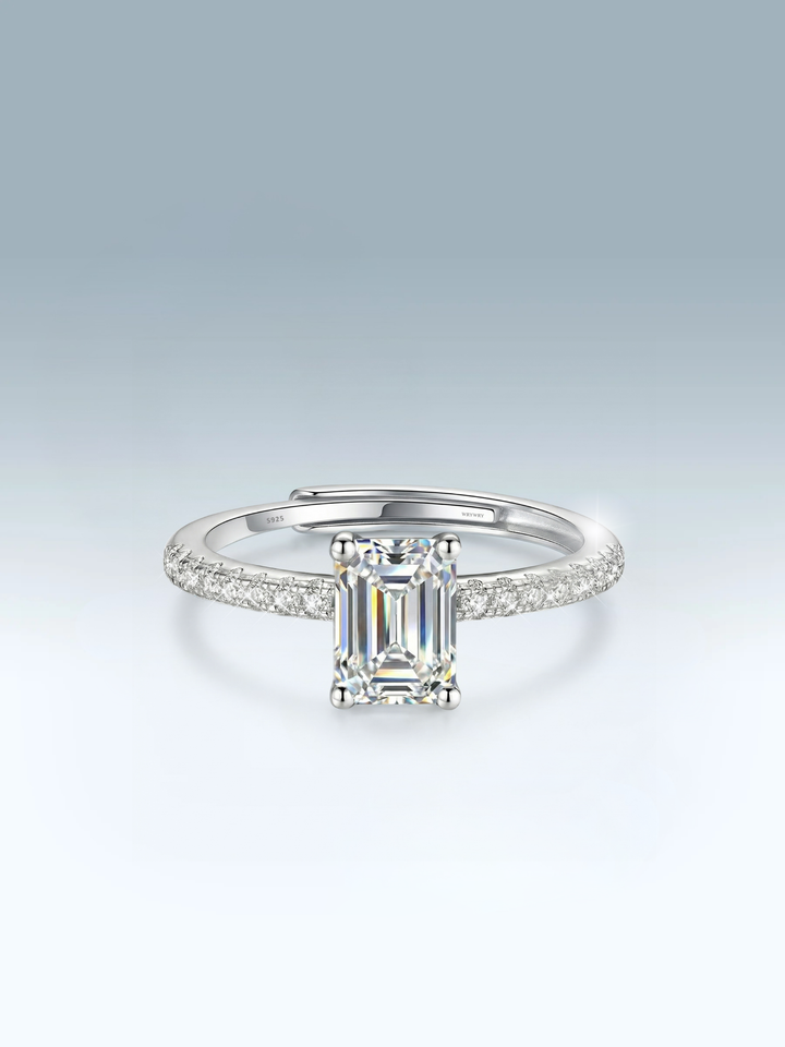 Moissanite Emerald Pavé Ring