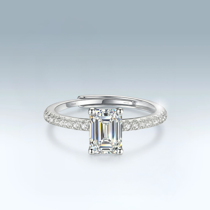 Moissanite Emerald Pavé Ring