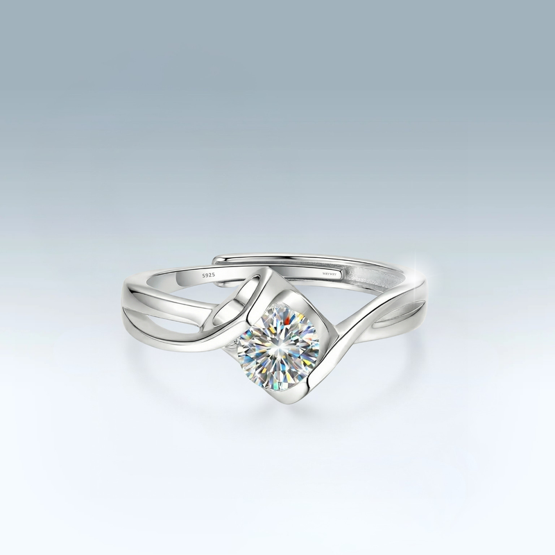 Moissanite Ribbon Ring