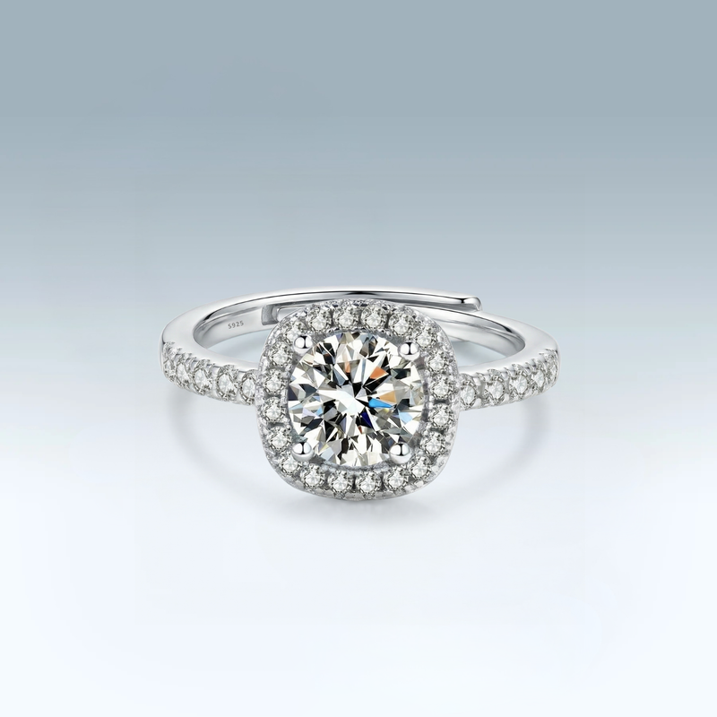 Moissanite Halo Pavé Ring