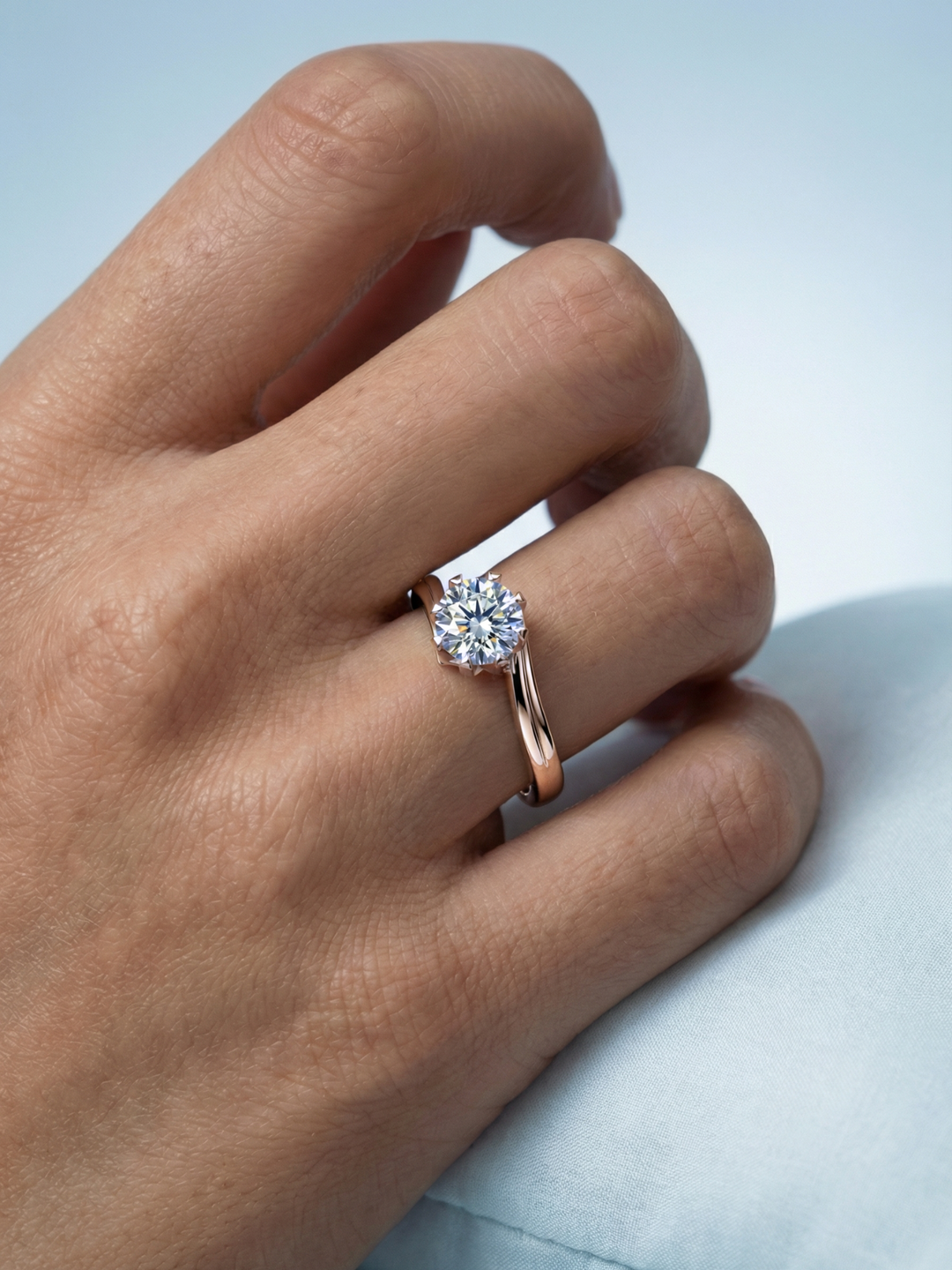 Adjustable & Stackable - Swoop Engagement Ring - 925 Sterling Silver & Moissanite