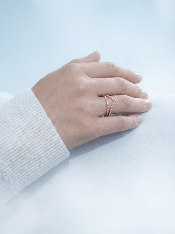 Adjustable & Stackable - Crown Engagement Ring - 925 Sterling Silver & Moissanite