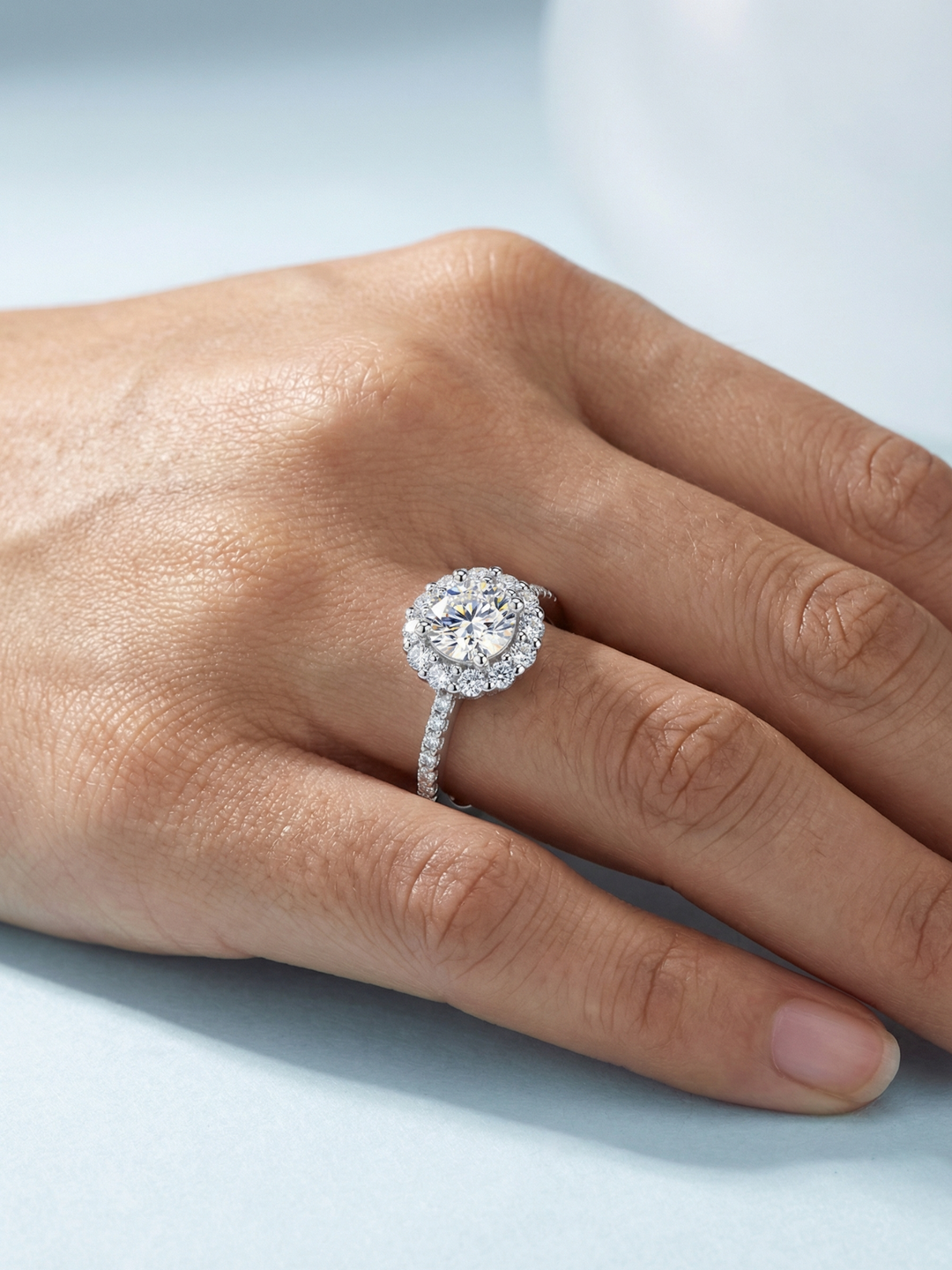 Adjustable & Stackable - Flora Engagement Ring - 925 Sterling Silver & Moissanite