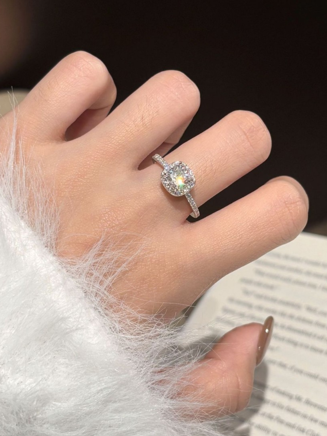 Moissanite Cushion Ring