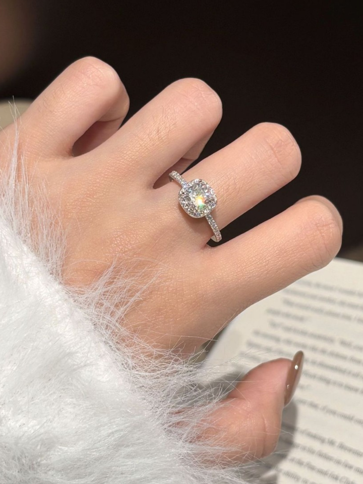 Moissanite Cushion Ring