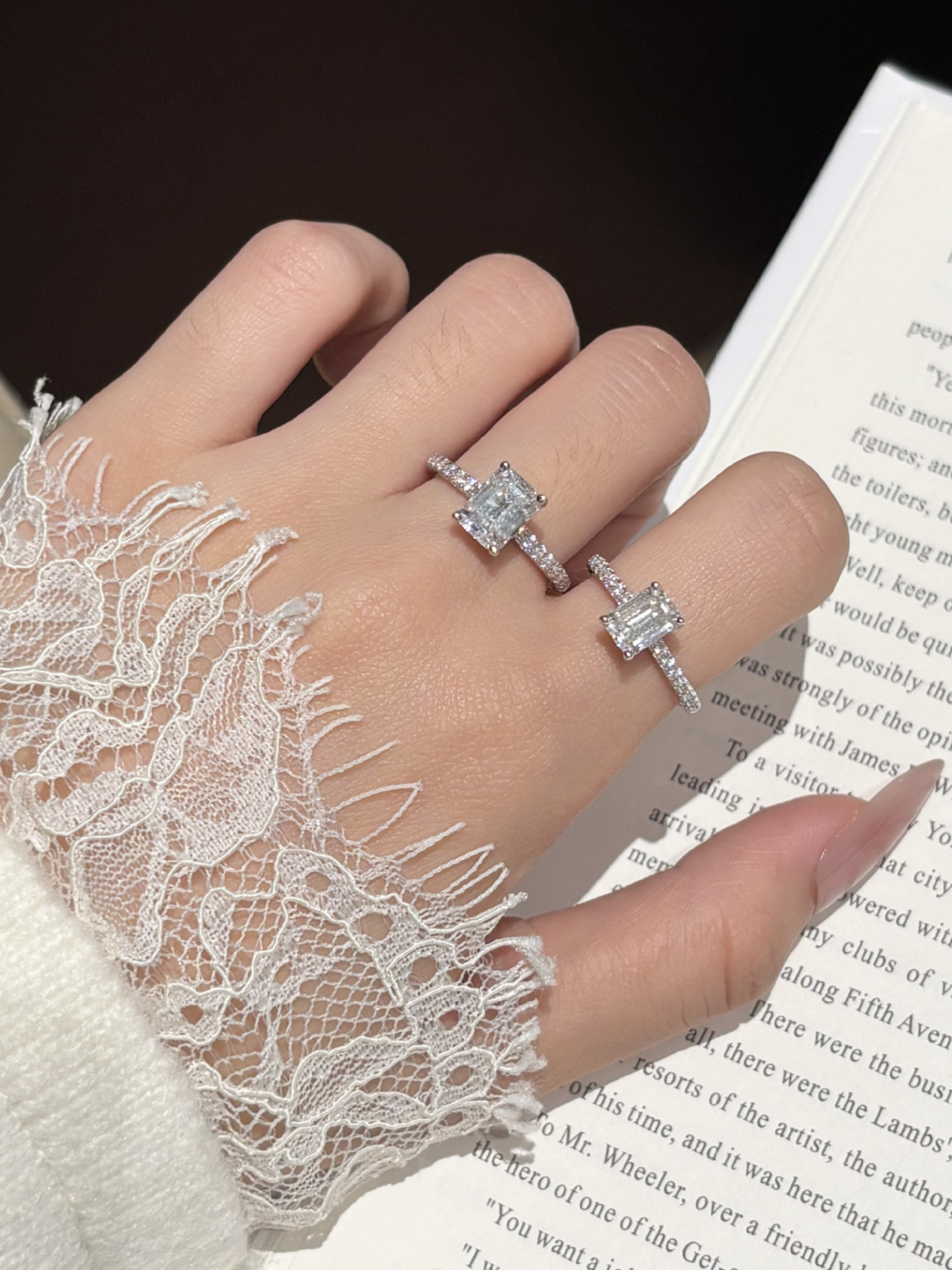 Moissanite Emerald Pavé Ring