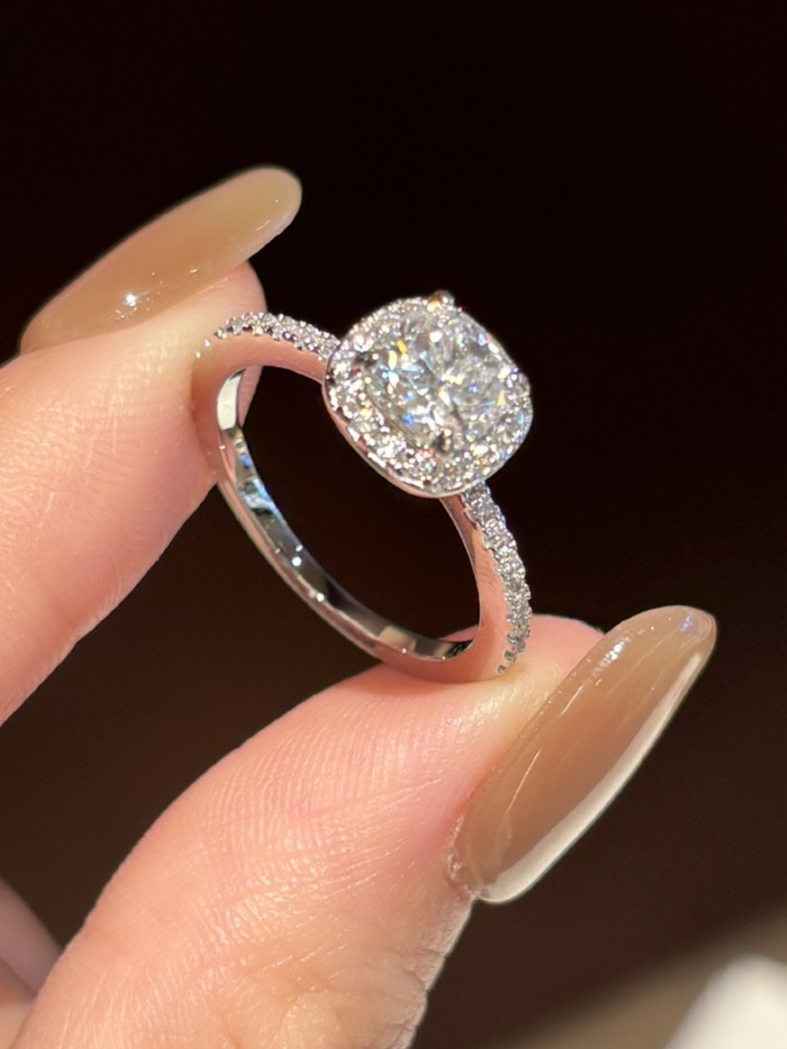 Moissanite Cushion Ring