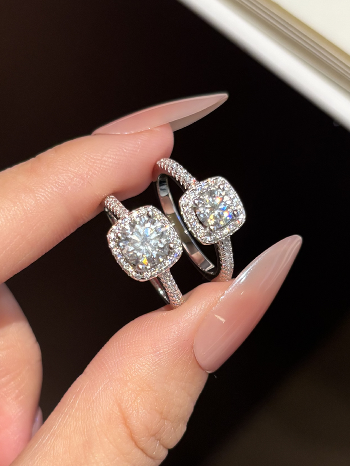 Moissanite Halo Pavé Ring - WRYWRY