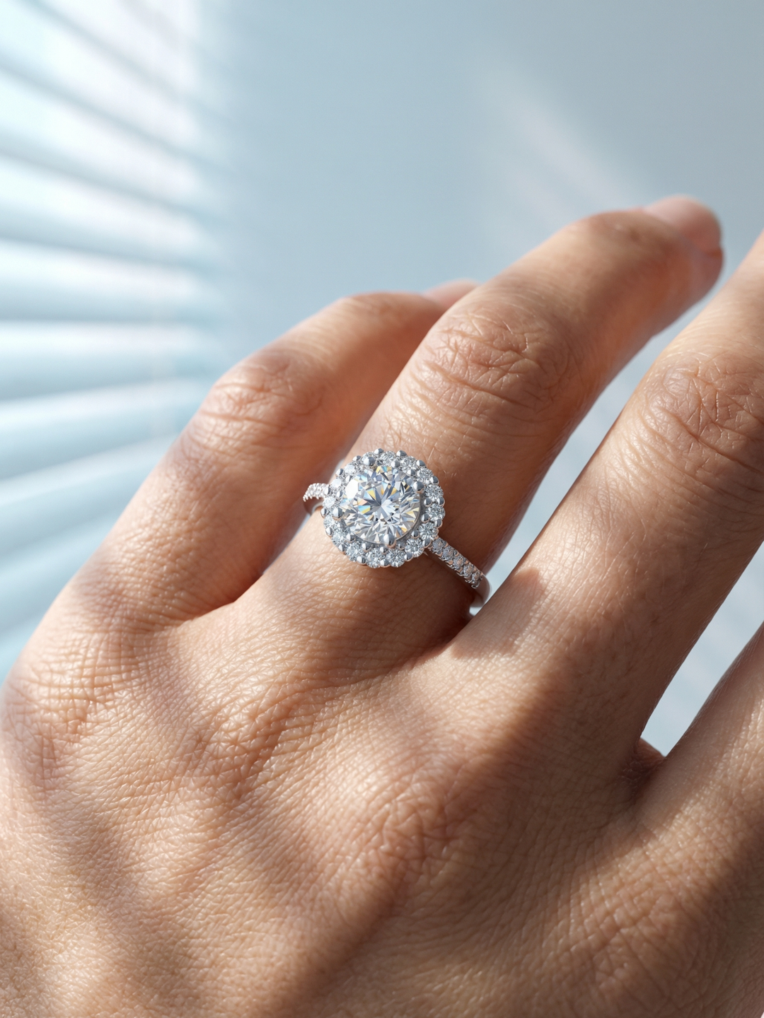 Adjustable & Stackable - Flora Engagement Ring - 925 Sterling Silver & Moissanite