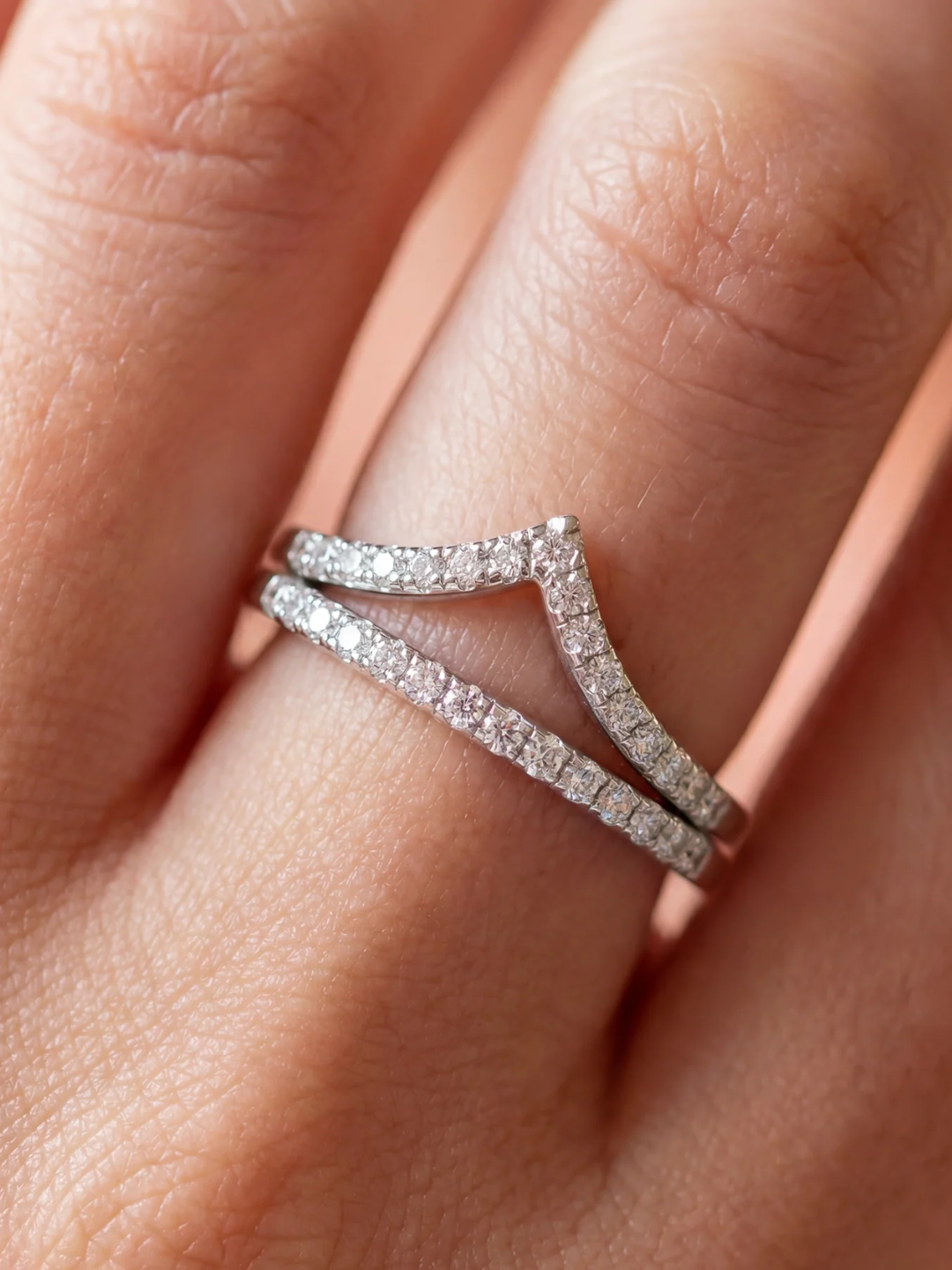 Adjustable & Stackable - Crown Engagement Ring - 925 Sterling Silver & Moissanite