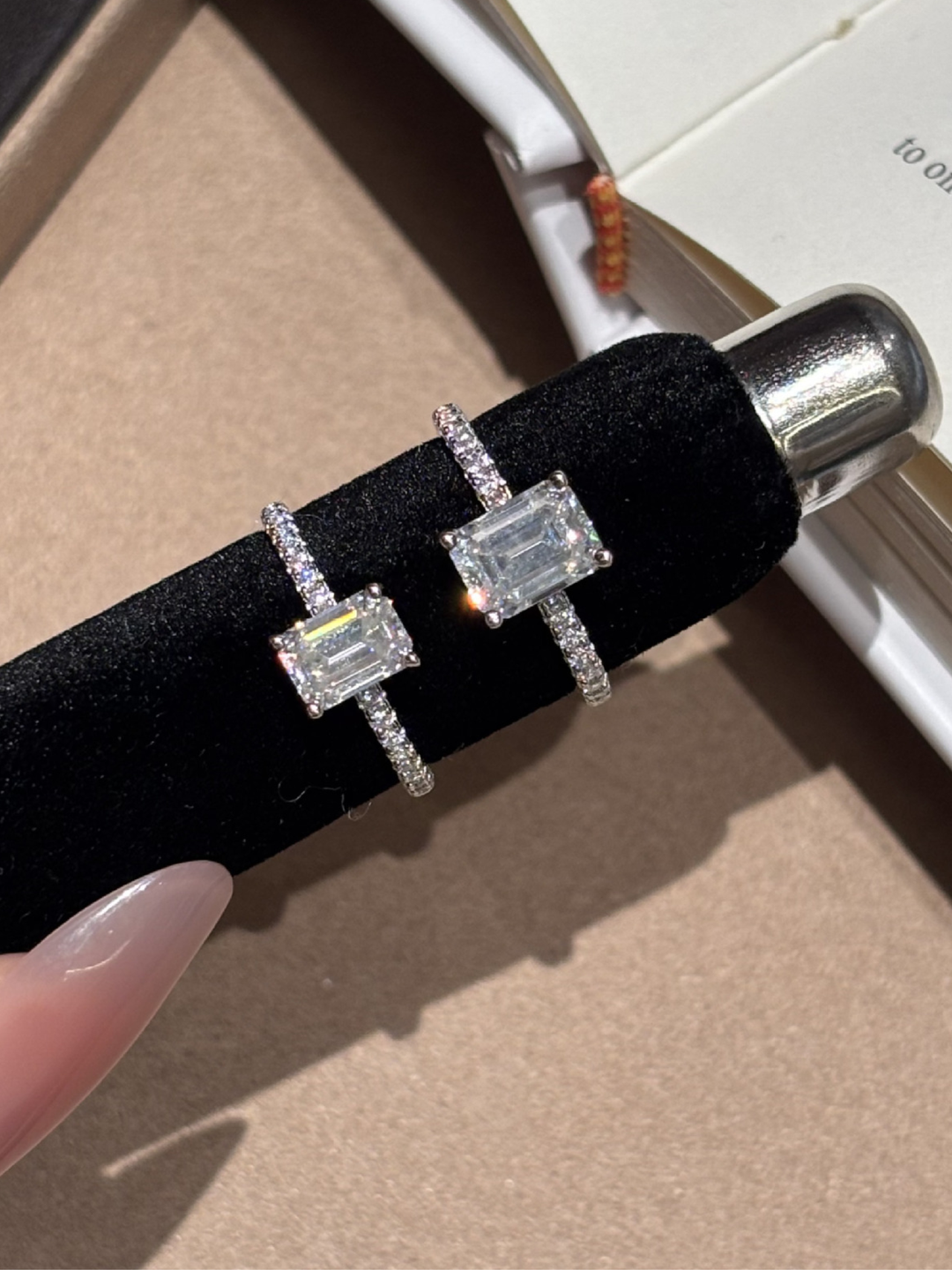 Moissanite Emerald Pavé Ring