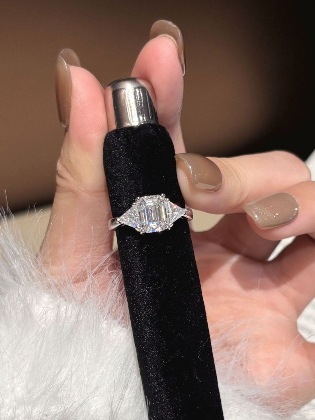 Moissanite Delta Ring