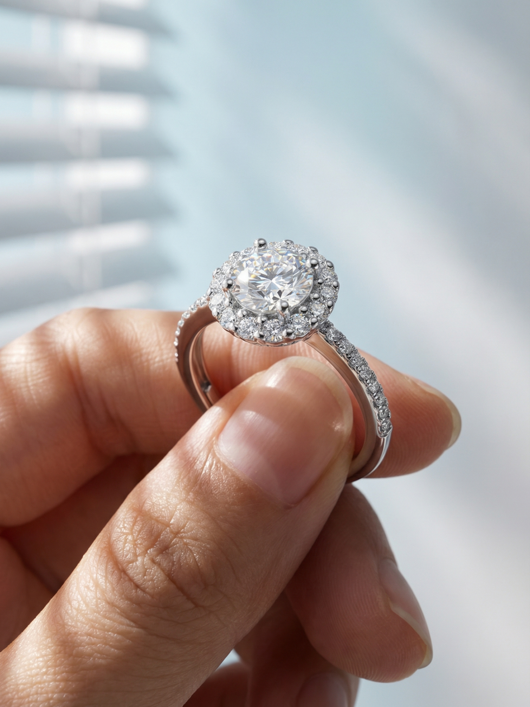 Adjustable & Stackable - Flora Engagement Ring - 925 Sterling Silver & Moissanite