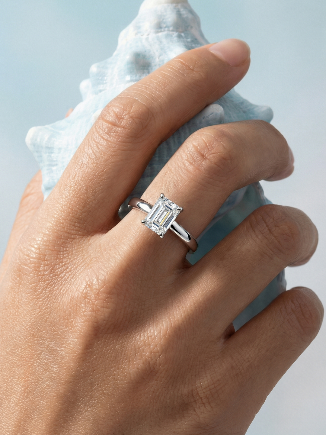 Adjustable & Stackable - Elise Engagement Ring - 925 Sterling Silver & Moissanite