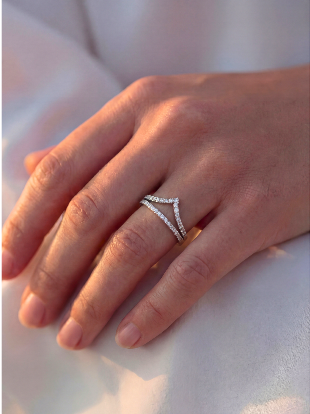 Adjustable & Stackable - Crown Engagement Ring - 925 Sterling Silver & Moissanite