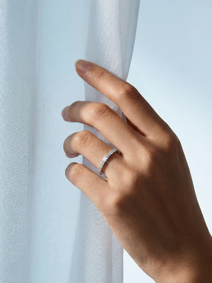 Adjustable & Stackable - Stardust Engagement Ring - 925 Sterling Silver & Moissanite