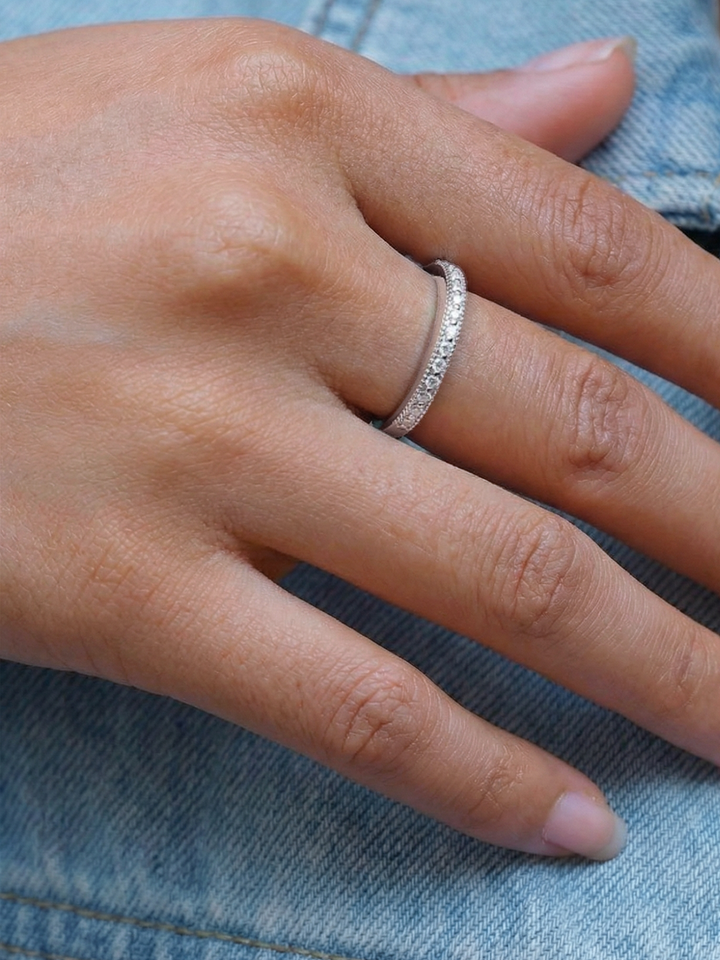 Adjustable & Stackable - Starlet Engagement Ring - 925 Sterling Silver & Moissanite