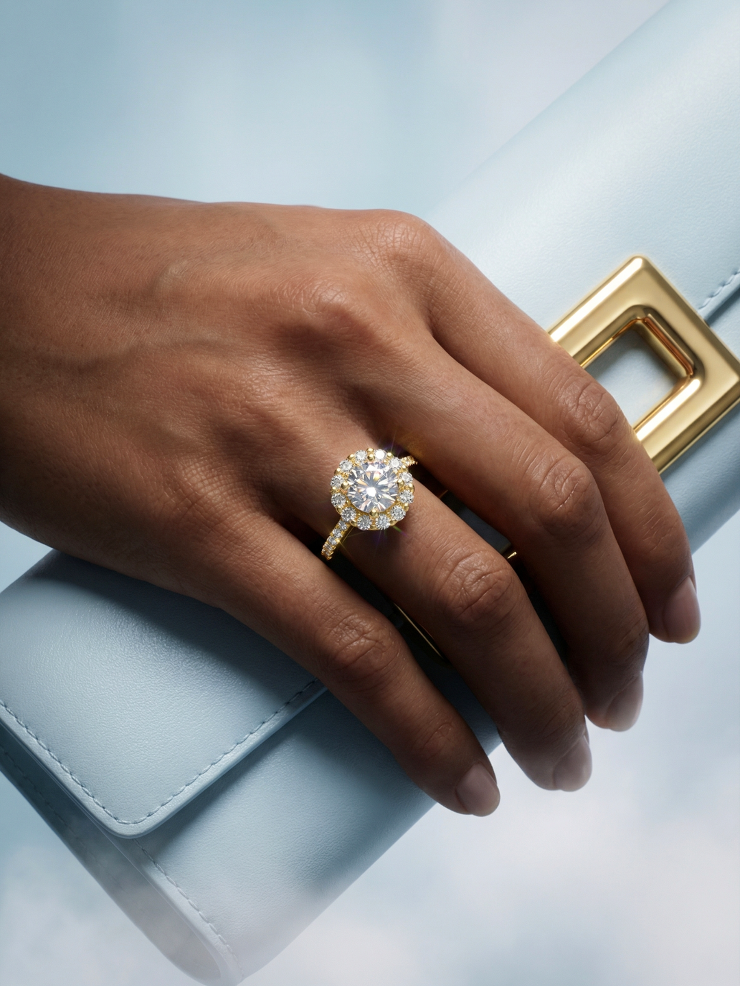 Adjustable & Stackable - Flora Engagement Ring - 925 Sterling Silver & Moissanite