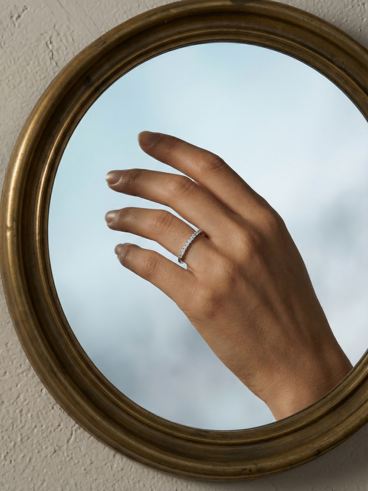 Adjustable & Stackable - Stardust Engagement Ring - 925 Sterling Silver & Moissanite