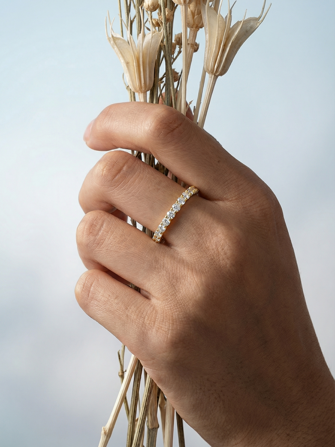 Adjustable & Stackable - Stardust Engagement Ring - 925 Sterling Silver & Moissanite