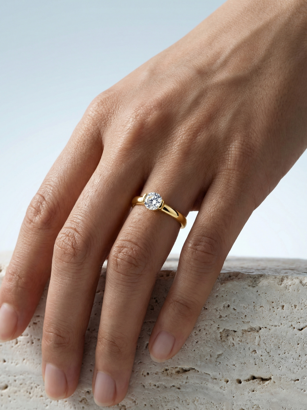 Adjustable & Stackable - Luna Engagement Ring - 925 Sterling Silver & Moissanite