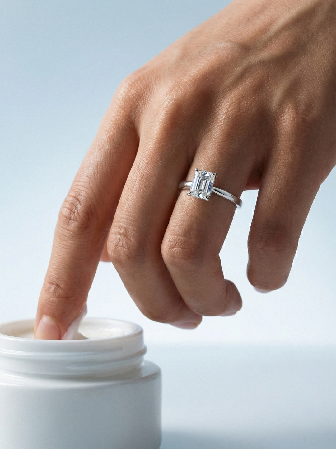 Adjustable & Stackable - Elise Engagement Ring - 925 Sterling Silver & Moissanite