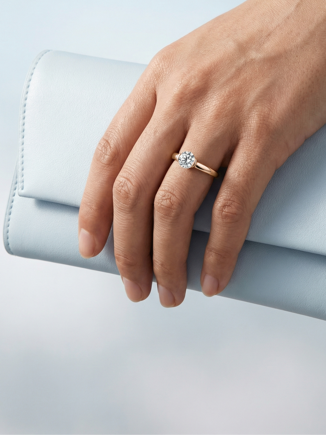 Adjustable & Stackable - Luna Engagement Ring - 925 Sterling Silver & Moissanite