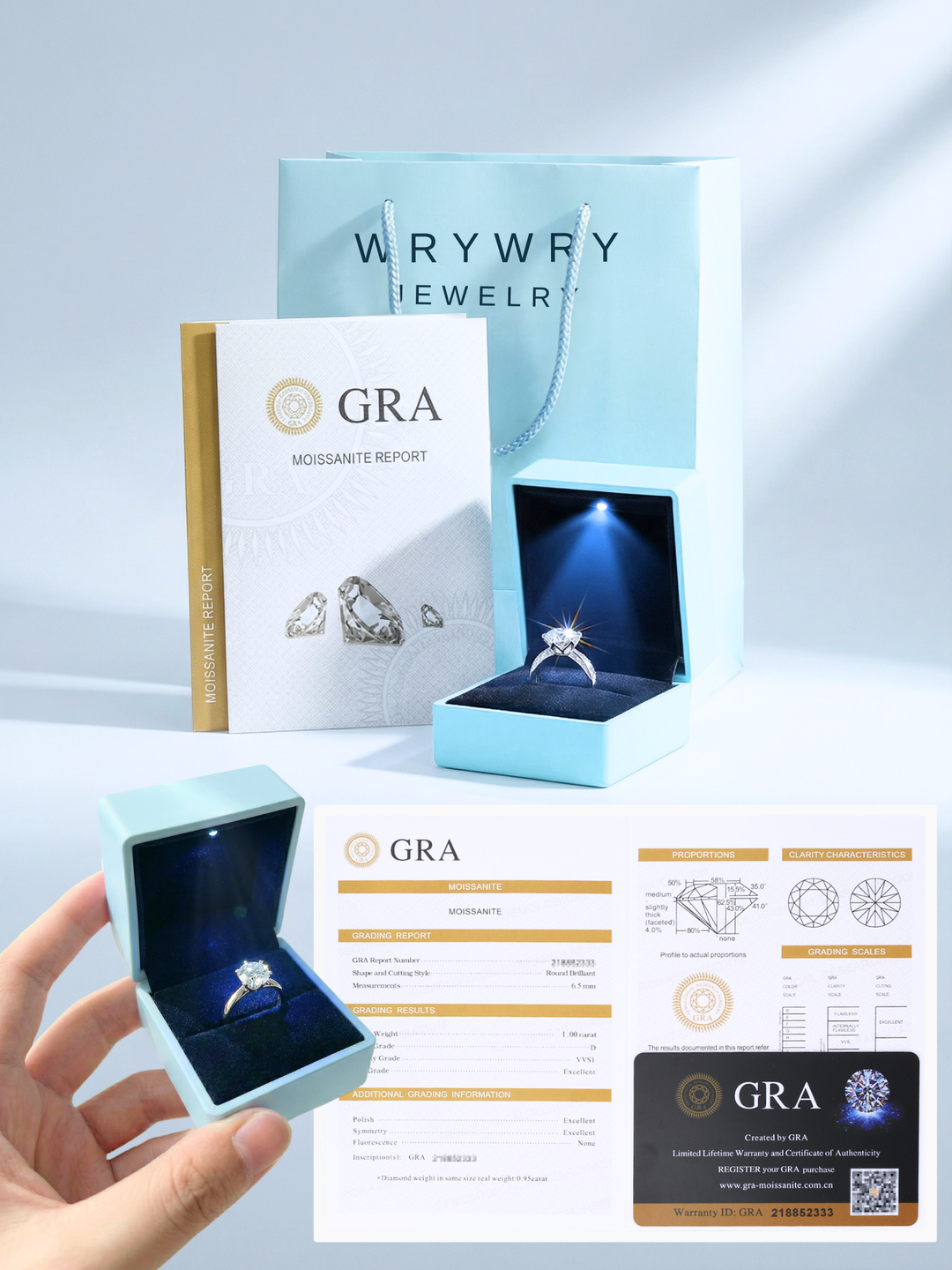 Adjustable & Stackable - Quintet Engagement Ring - 925 Sterling Silver & Moissanite